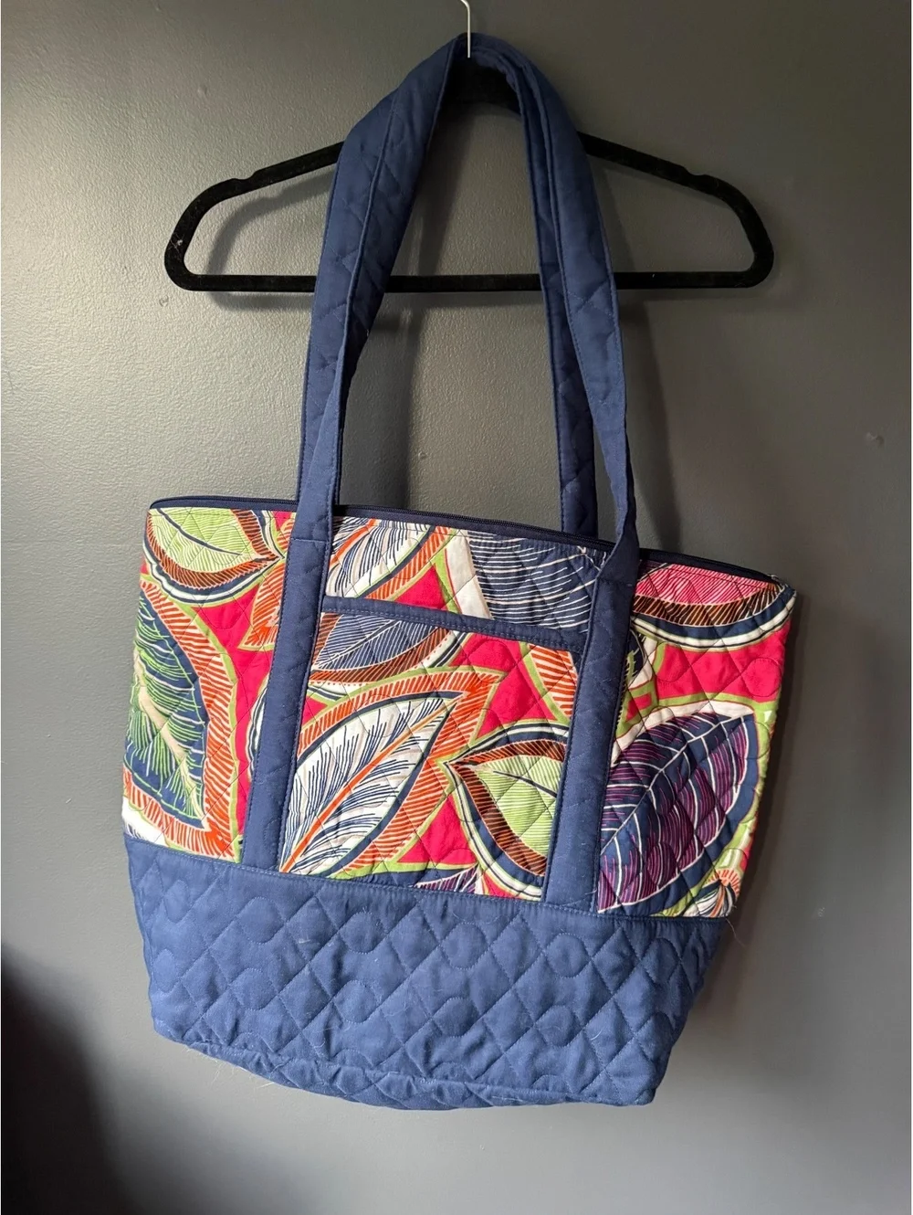 Buckhead Bettie’s Quilted Tote Bag with Colorful Leaf Pattern